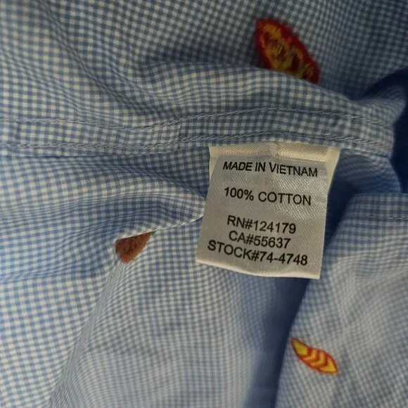 Johnston & Murphy Men's Light Blue Embroidered Short Sleeve Summer Shirt Size XL - Picture 7 of 9